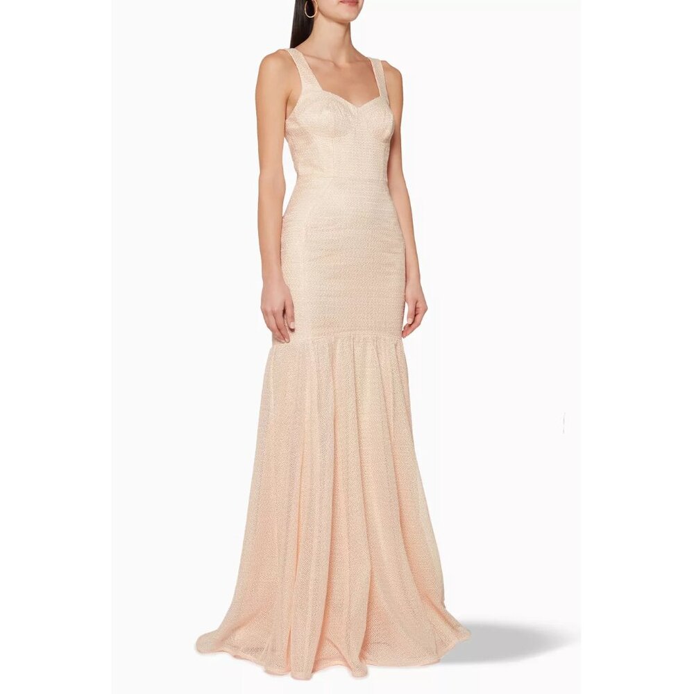Rebecca Vallance Womens Size 2 Avignon Light Pink Peony Lace Gown Maxi Dress